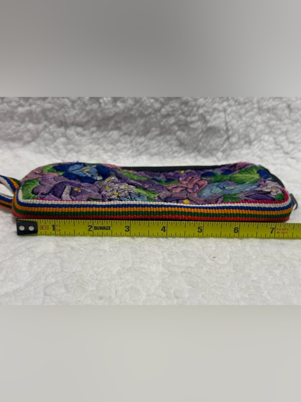 Mexican Embroidered Purple Floral Wristlet Pouch - Picture 7 of 8